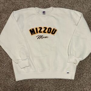 Vintage Mizzou Mom crewneck sweatshirt, Russell Brand size medium white MU